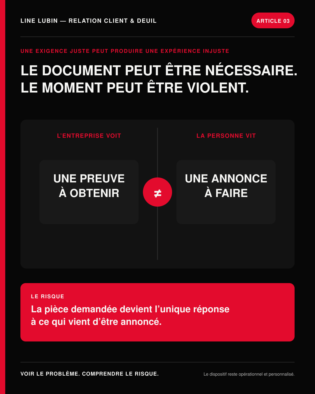 Infographie sur les risques quand le justificatif passe avant l’écoute