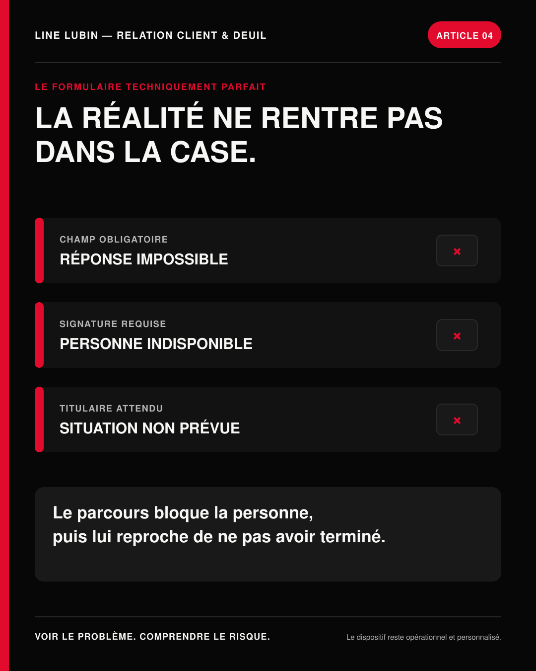 Infographie sur les formulaires impossibles à remplir après un décès